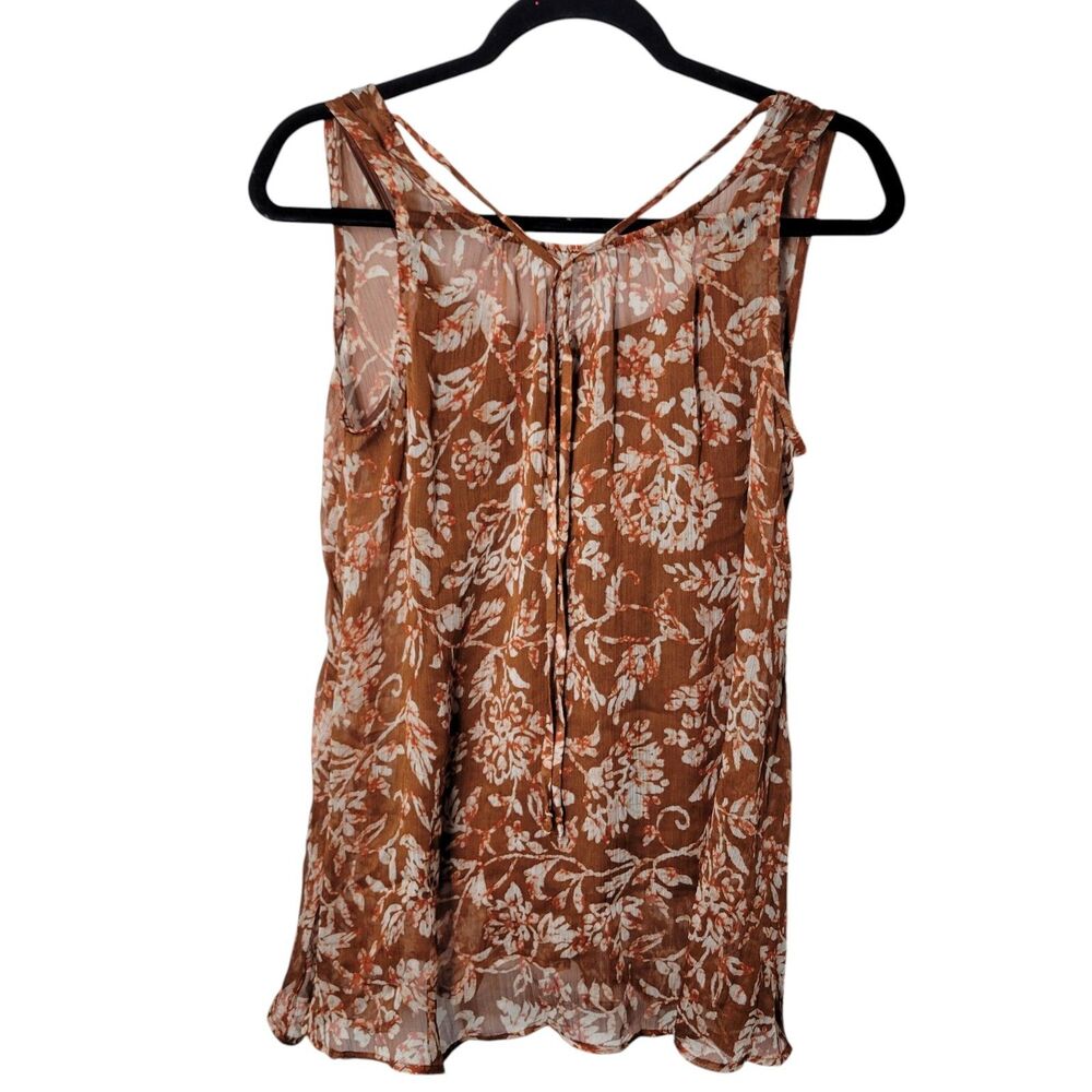 A Glow Womens Sz S Brown Floral Sleeveless Maternity Blouse